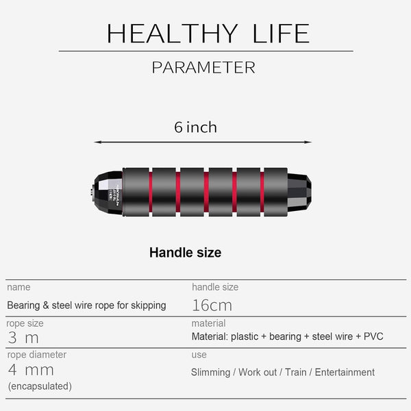 Skipping Rope with Ball Bearings Rapid Speed Adjustable Jump Rope Cable and 6â Memory Foam Handles Ideal for Aerobic Exercise like Speed Training,