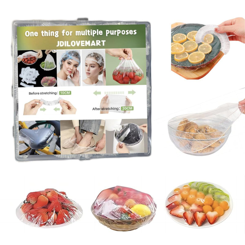 50Pcs Disposable Plastic Food Cover, Cling Film, Elastic Food Cover, Refrigerator Fruit Food, Elastic Dustproof Bowl, Cup Cover, Kitchen Cling