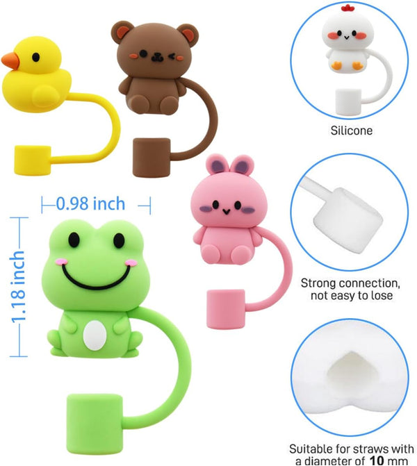 Straw Cover Cap for Stanley Cup,Silicone Straw Topper Compatible with 30&40 Oz Tumbler with Handle,10Mm 0.4In Dust-Proof Reusable Straw Tips Lids