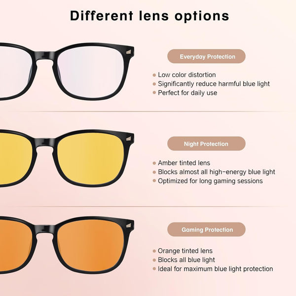 Blue Light Glasses for Woman Men | 99% Blue Light Blocking Glasses | Computer Glassess | Night Driving | Gaming | TV Phone Screen Reader Square