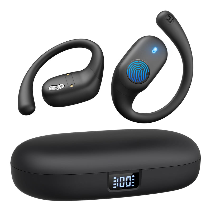 Open Ear Headphones, Bluetooth Headphones 5.3 Sports with Smart Digital Display, 36H Playtime, IP54 Waterproof, Wireless Earbuds Lightweight