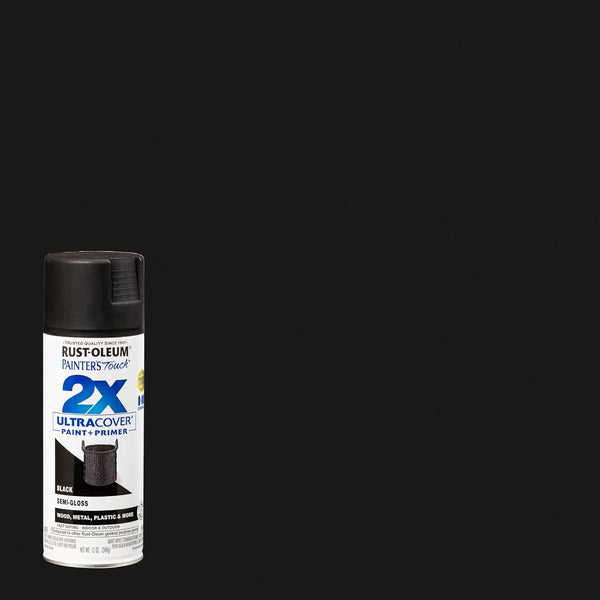 Rust-Oleum 249061-6PK Painter'S Touch 2X Ultra Cover Spray Paint, 12 Oz, Semi-Gloss Black, 6 Pack