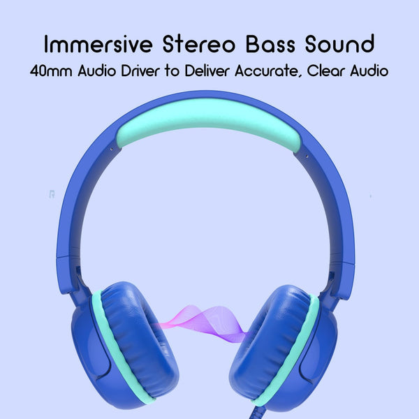 Kids Headphones, V1 Wired Stereo Foldable Tangle-Free 3.5mm Adjustable On-Ear Headphones for Kids for