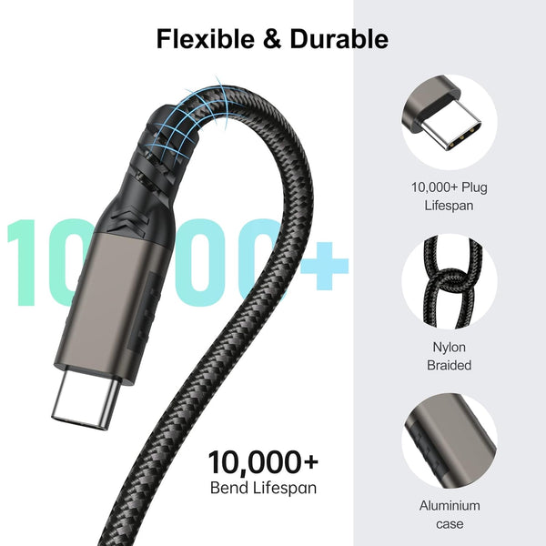 USB C Extension Cable 6.6Ft Male to Female Cord Support 4K Video Output, Fast Charge 100W, Data Transfer 10Gbps, USB 3.2 Gen 2 Extender for PC,