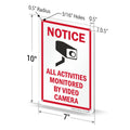 Smartsign 10 X 7 Inch âNotice - All Activities Monitored by Video Cameraâ Metal Sign, 40 Mil Laminated Rustproof Aluminum, Red, Black and White,