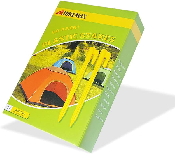 60 Pack Plastic Tent Pegs Garden Landscape Stakes 5.7 Inch for Anchoring Garden Netting, Camping Tents, Rain Tarps and Landscape Fabric Lawn
