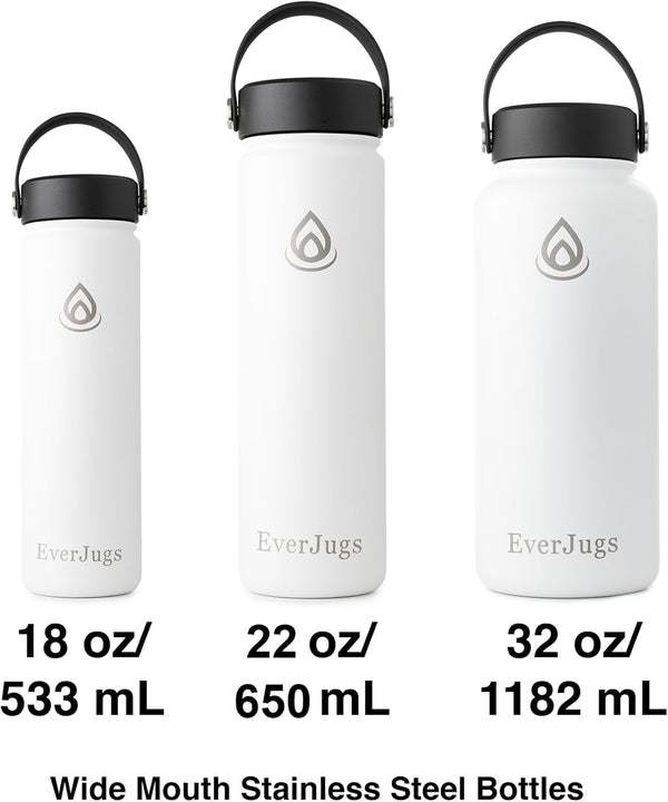 Water Bottle - 32 Oz, Wide Mouth, Premium Stainless Steel Bottle with Grip Cap, Double Walled Vacuum Insulated, Thermo Mug, Metal Flask, Leak