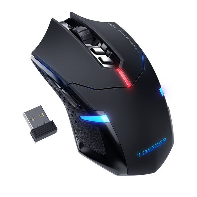 T-DAGGER Wireless Gaming Mouse- USB Cordless PC Accessories Computer Mice with LED Backlit, Ergonomic Gamer Laptop Mouse
