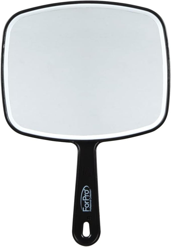 Forpro Professional Collection Premium Hand Mirror with Handle, 6.3" W X 9.6" L, Multi-Purpose Handheld Mirror with Distortion-Free Reflection, Black