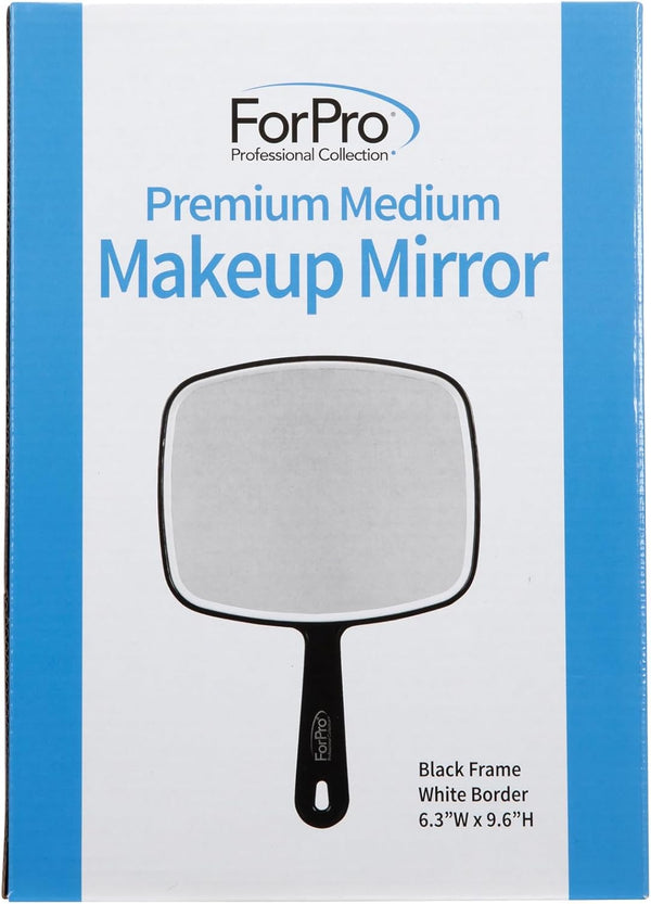 Forpro Professional Collection Premium Hand Mirror with Handle, 6.3" W X 9.6" L, Multi-Purpose Handheld Mirror with Distortion-Free Reflection, Black