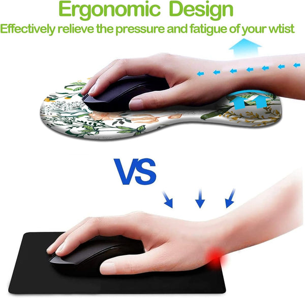 Ergonomic Mouse Pad with Wrist Support, Cute Mouse Pads with Non-Slip PU Base for Home Office Working Studying Easy Typing & Pain Relief Beautiful