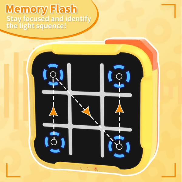 Tic Tac Toe Bolt Game 4-In-1 Handheld Portable Electronic Toy, Educational Board Games Puzzle for Kids and Adults, Perfect for Travel, Road Trips,
