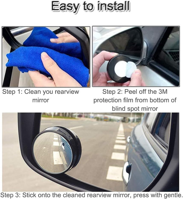KEWAYO 2 Pack Automotive Blind Spot Mirrors, Small round Convex Adjustable 360Â°Rotate Wide Angle Car Rear View Mirror for All Universal Vehicles