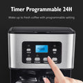 Taylor Swoden 12-Cup Programmable Coffee Maker, Regular & Strong Brew Drip Coffee Machine for Home and Office, Glass Carafe, Pause & Serve, Auto