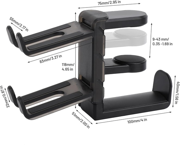 PC Gaming Headphone Stand & Controller Holder, 3 in 1 under Desk Clamp Universal Headset Controllers Hook with Adjustable and Swivelling Arm