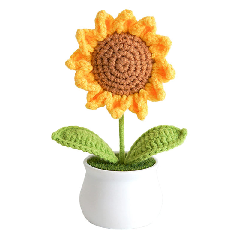 Crochet Flowers Artificial Sunflower for Office Desk Car Dashboard Decor, Funny Gifts for Women Birthday Christmas Party Decorations Motivational
