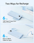 VRURC 10000Mah Power Bank Built-In Cables, Portable Charger with LED Display, Slim Travel Battery Pack with Cords, 5 Output Dual Input Phone