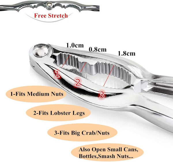 Lobster Crackers and Picks Set, 8Pcs Crab Leg Cracker Tools - Stainless Steel Seafood Crackers & Forks Nut Cracker Set & Storage Bag - Dishwasher