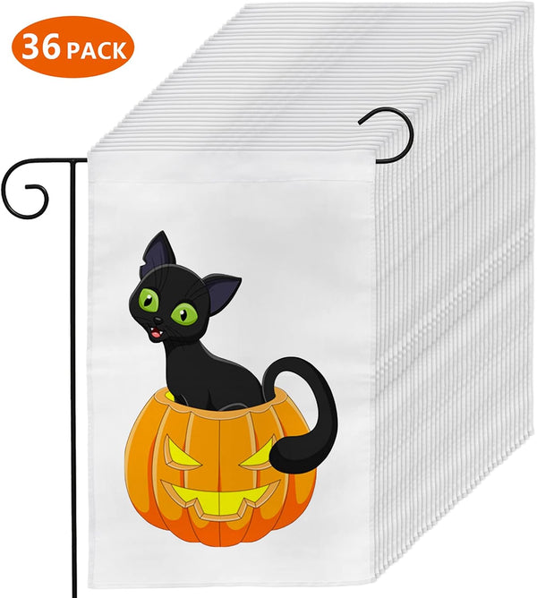 DEAYOU 36 Pack Sublimation Blank Garden Flags, DIY White Lawn Flags Polyester Banners for Outdoor, Courtyard, Party, Home, School, 12" X 18