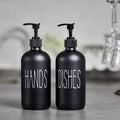 Glass Soap Dispenser Set 2 Pack,Contains Hand and Dish Soap Dispenser.Premium 16 Oz Black Kitchen Soap Dispenser Set for Kitchen Sink and