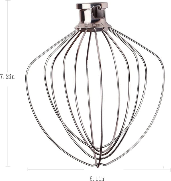 KN256WW 6 QT Wire Whip Stainless Steel for Kitchenaid Stand Mixer Accessory Replacement, Egg Cream Stirrer, Cakes Mayonnaise Whisk