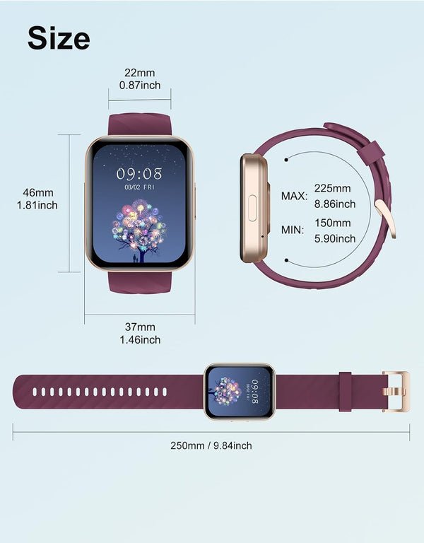Smart Watches for Men Women (Answer/ Make Calls) Compatible with Iphone Android Phones, 1.85" Smartwatch Fitness Tracker with 100+ Sports Heart