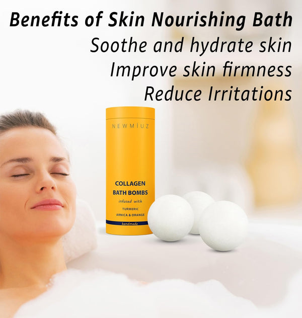 Natural Bath Bombs Luxurious Bath Foam Gift for Dry Skin Hydration Moisturizing Turmeric Arnica Orange Essential Oil Infused for a Blissful Experience