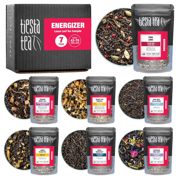 Tiesta Tea - Black Sampler Dry Flight Set | Loose Leaf | High Caffeine | Makes Hot & Iced | Assorted Tea Sets with Herbal, Chai, Fruit Black Teas