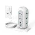Tower Power Strip Flat Plug with 11 Outlets 3 USB (1 USB C), TESSAN Surge Protector Tower 1625W/13A,1050J Protection, 6 Feet Extension Cord with