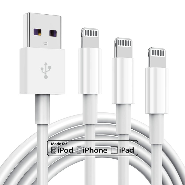 3 Pack Apple Mfi Certified Charger Cable 6Ft, Lightning to USB Cable Cord 6 Foot, 2.4A Fast Charging,Apple Phone Long Ch