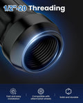 Gasupply 1/2-20 Lug Nuts Black, 1/2 X 20 Closed End 6 Spline Tuner Lug Nuts 1.38" 35Mm Tall Conical Seat 60 Degree, 20 Pack with 1 Lug Nut Key