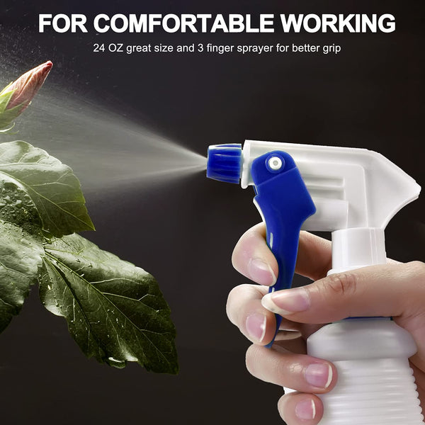 Plastic Spray Bottle, Empty Spray Bottles (2 Pack 24 Oz), All-Purpose Sprayer for Cleaning Solutions, Hair Spray, Bleach, Planting, BBQ, Mist &