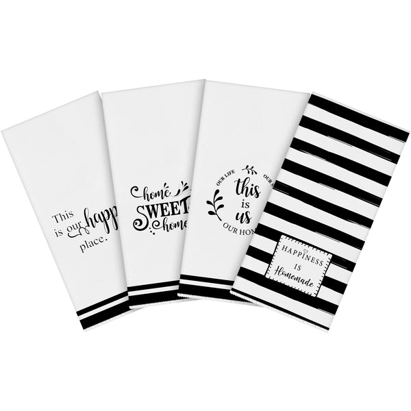 Honoson 4 Count Kitchen Dish Towels Spring Farmhouse Hand Tea Towels Absorbent Quick Dry Dish Cloths Polyester Cleaning Cloth for Summer Home
