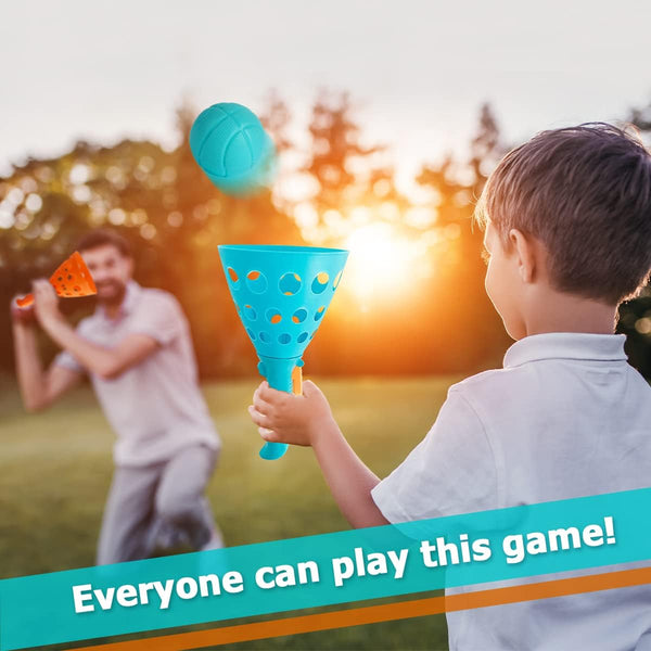 punkdog Pop and Catch Ball Game with 24 Balls and 4 Catch Launcher Baskets - Outdoor Indoor Game Activities, Christmas Beach Sport Summer Beach