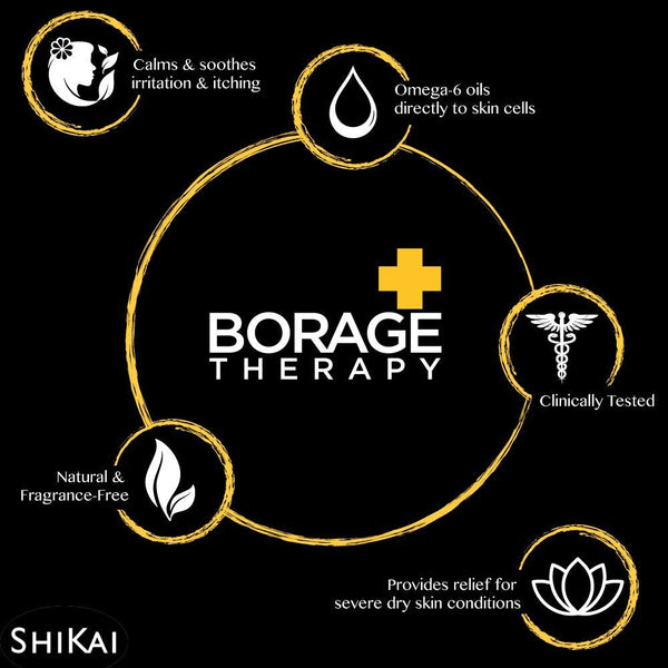 ShiKai Borage Therapy Dry Skin Lotion Body Moisturizer (16 oz) Unscented Skincare | Hydrating Lotion for Dry Hands & Body | With Oatmeal & Shea
