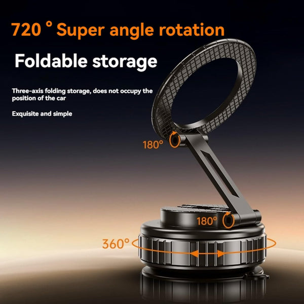 Car Phone Mount for Magsafe, 360 Degree Rotation Dashboard Vacuum Magnetic Phone Holder, Foldable Suction Cup Car Phone Mount for All Smart Phone