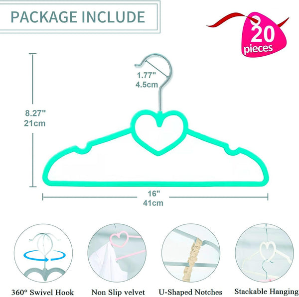 Velvet Hangers 20 Pack, 16" Non Slip Adult Hangers, Slim Clothes Hanger with 360 Degree Swivel Hook - Durable & Cute for Coats, Shirts, Dress (Mix