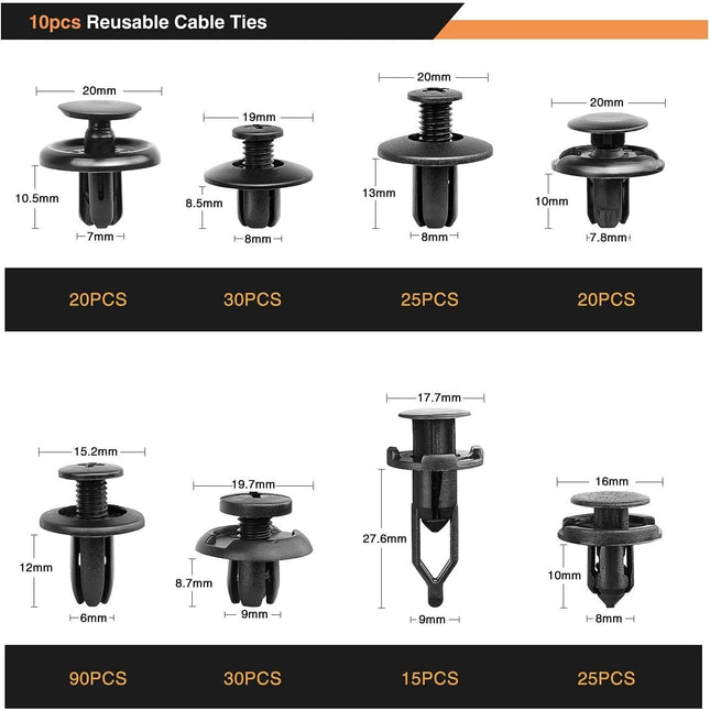 GOOACC 635Pcs Car Push Retainer Clips & Auto Fasteners Assortment -16 Most Popular Sizes Nylon Bumper Fender Rivets with