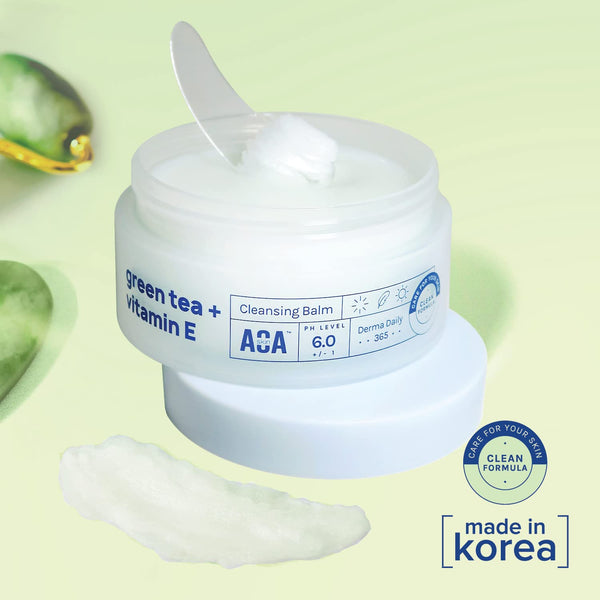 AOA STUDIO Skin Green Tea & Vitamin E Cleansing Balm, Melting Balm to Oil for Makeup Remover, Double Cleansing, Face Wash Cleanser All Skin Type
