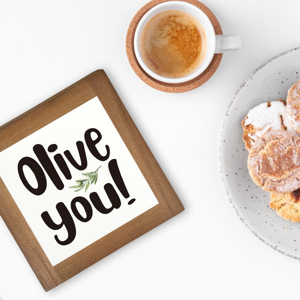 Olive You Signs, Home Kitchen Decor, Box Sign Wood Desk Sign Decors, Cute Kitchen Decor for Shelf, Olive Branch Sign, Farmhouse Decors, Home Bar