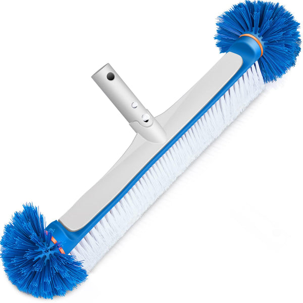 Professional Swimming Pool Brush Head, 17.5'' Aluminum Heavy Duty Pool Brushes for Cleaning Pool Walls, Tiles & Floors, Premium Nylon Bristles