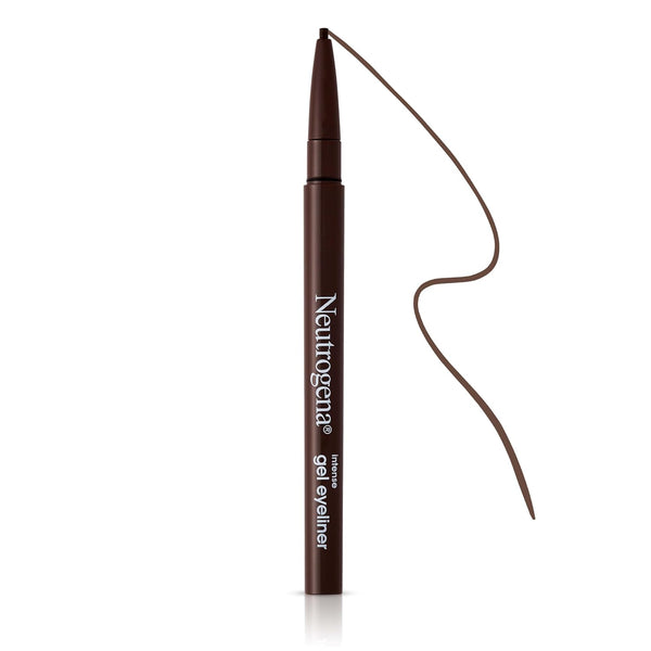 Neutrogena Intense Gel Eyeliner with Antioxidant Vitamin E, Smudge- & Water-Resistant Eyeliner Makeup for Precision Application, Dark Brown, 0.004 Oz