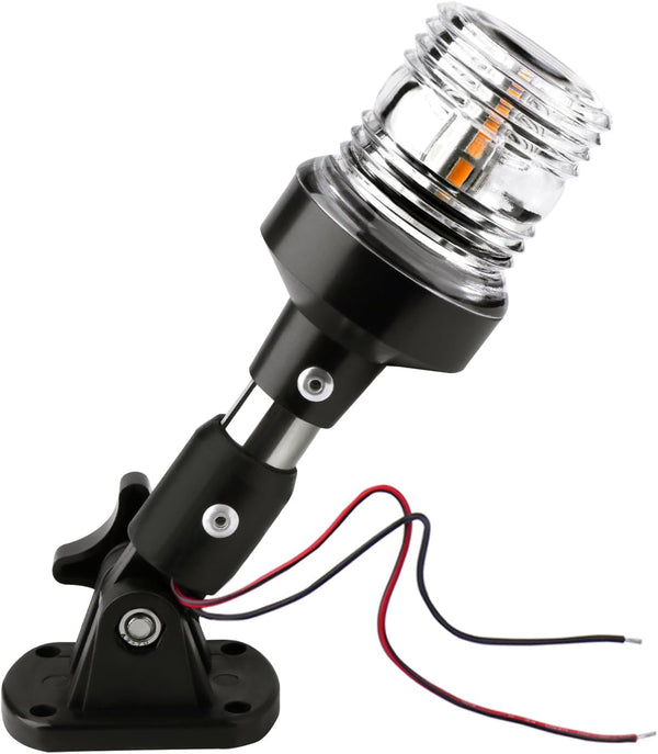 Boat Anchor Light, White LED Stern Light for Boat - 3 Nautical Mile Bimini Top - Pontoon - All round - 1224V, 6