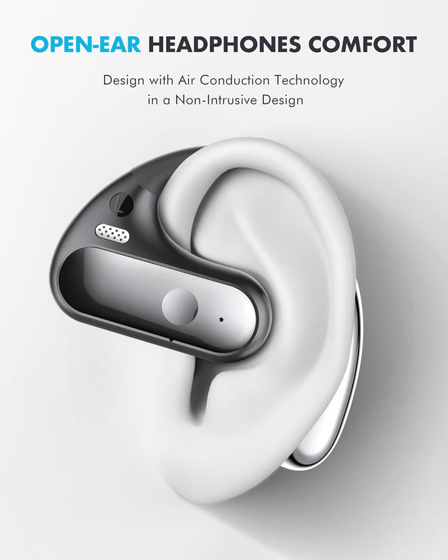 Open Ear Bluetooth 5.4 Headphones, 40Hrs Sport Earbuds, Stereo Deep Bass Sports Ear Buds Built in Mic, LED Display Charg
