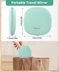 Wobsion Lighted Makeup Mirror with Magnification,Rechargeable 1X/10X Travel Mirror,Portable Comapct Folding Mirror for Bag,Gift,Cyan