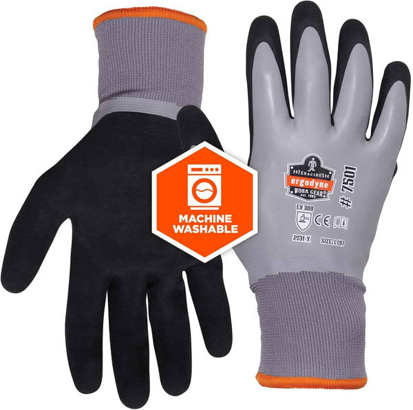 Ergodyne Proflex 7501 Coated Waterproof Winter Work Gloves Gray, Medium, 1 Pair
