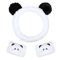 Pom Pom Panda Ears Plush Wash Face Headband Spa Wrist Band Cuffs Hair Scrunchy Women Girls Facial Makeup Skincare Bath Head Wrap Kids Costume