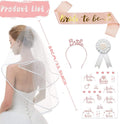 Lecone Bridal Shower Decoration, 5 Pieces Bride to Be Sash and Veil Bride Headband Tiara Garter Bridal Shower Decor Wedding Veil Set Bachelorette