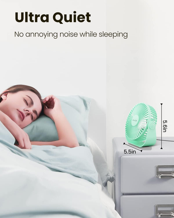 Gaiatop USB Desk Fan, 3 Speeds Strong Airflow, 5.5 Inch Portable 90Â° Rotate Quiet Cooling, Small Personal Table Fans for Bedroom Home Office