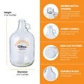 FastRack Glass Water Bottle Includes 38 mm Metal Screw Cap, 1 gallon Capacity, Clear (MN-TF9E-S1RA) 1pack 1 Gallon Growler